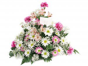 White and pink floral arrangement - Swanborough Funerals